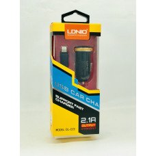 Автомобільний зарядний пристрій LDNIO DL-C22 (2.1A/2 USB порти + кабель для iPhone)