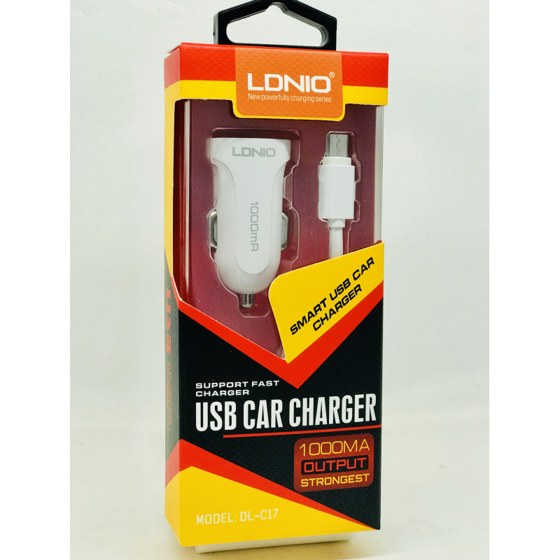 Автомобільний зарядний пристрій LDNIO DL-C17 (1A/1 USB порт + кабель MicroUSB)