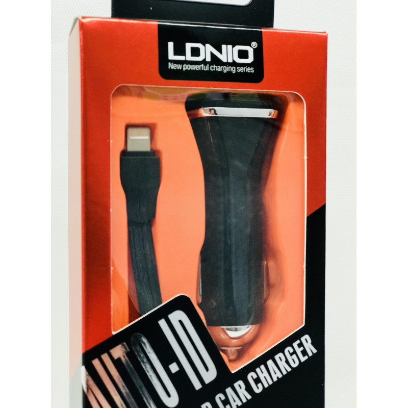 Автомобильное зарядное устройство LDNIO DL-219 (2.1A / 2 USB порта + кабель для iPhone)