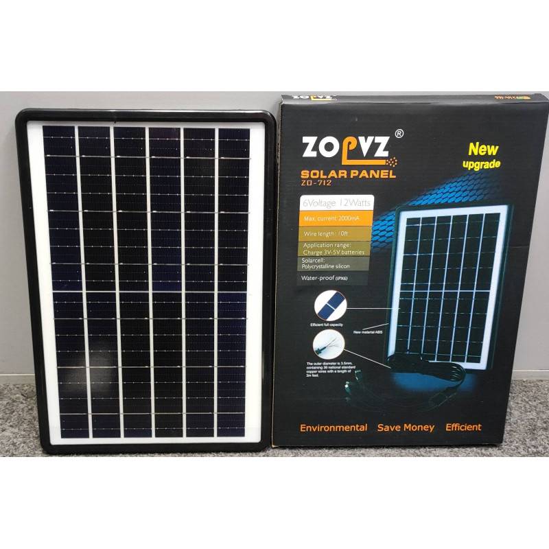 Портативна сонячна панель ZopVZ ZO712 Solar 6V 12W