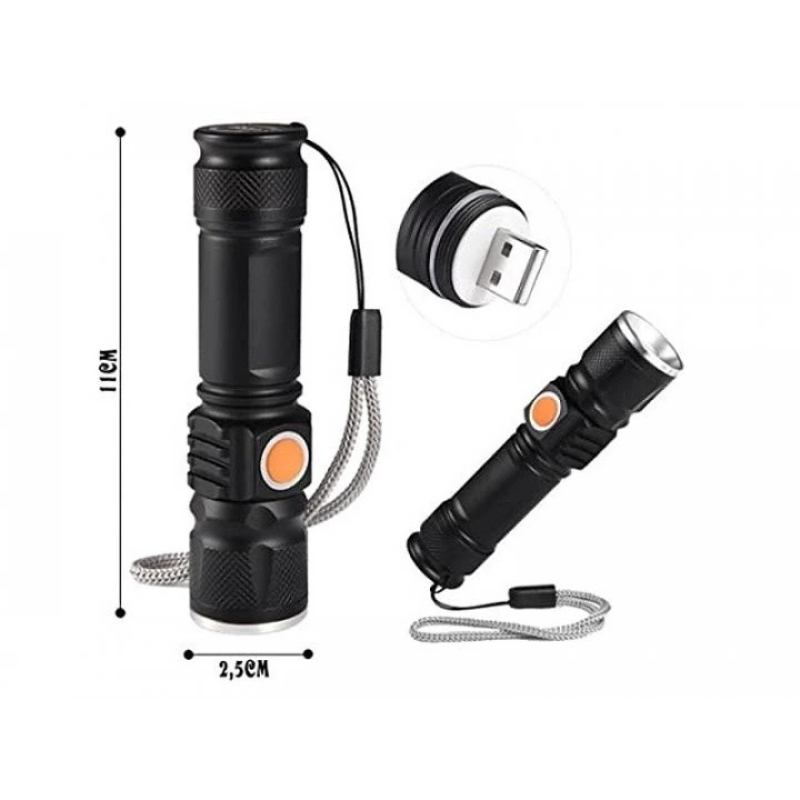 Фонарь ручной с встроенным аккумулятором Bailong BL-616-T6 USB 4262- Замовити за ціною 317 грн.