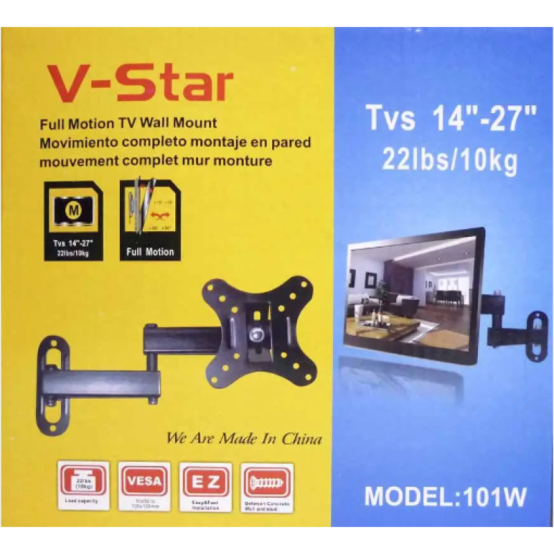 Настінне кріплення (кронштейн) V-Star 101W для ТБ з діагоналлю 14-27" (4771)