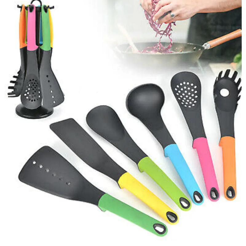 Набір кухонного приладдя на підставці 6 предметів пластик Kitchen Cutlery Sets
