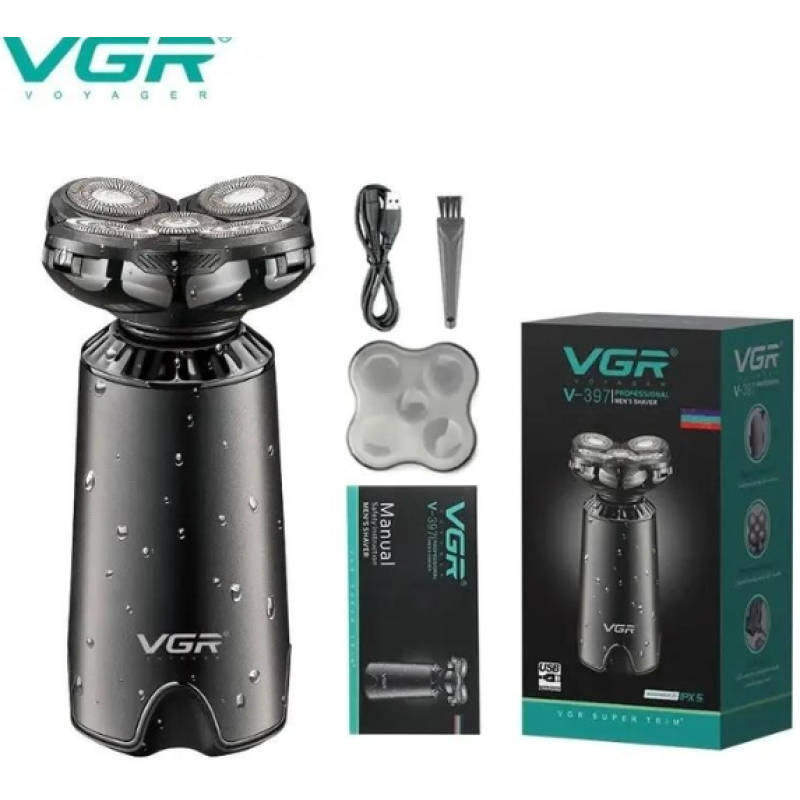 Аккумуляторная влагостойкая мужская электробритва VGR V-397 с плавающей головкой для бритья