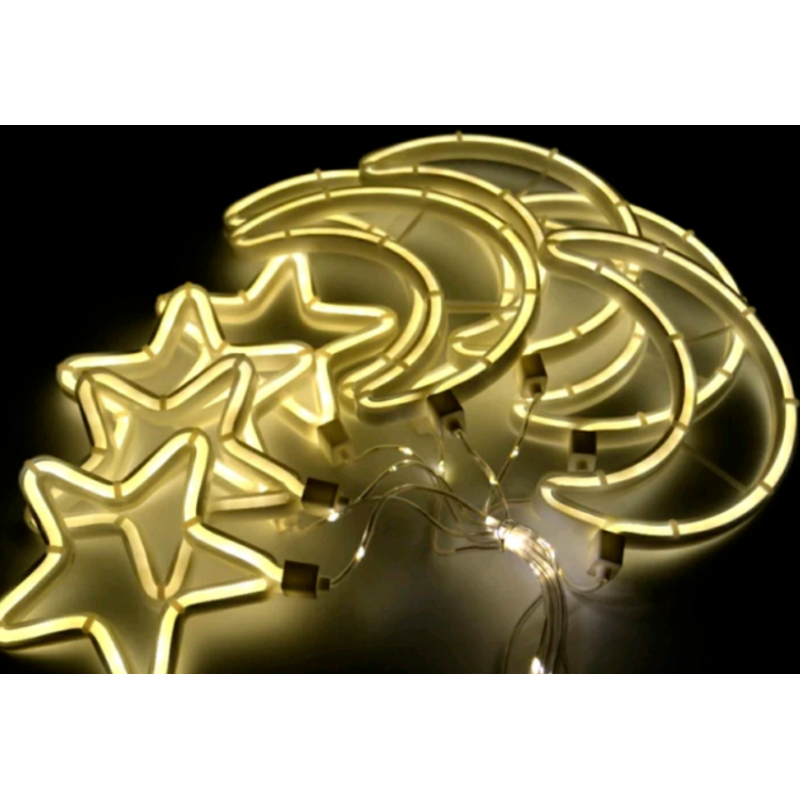Xmas гірлянда Copper curtain ball lamp 9WW-1 Шапки-білий Місяць 5 Зірка 4 3M*0.7M7260
