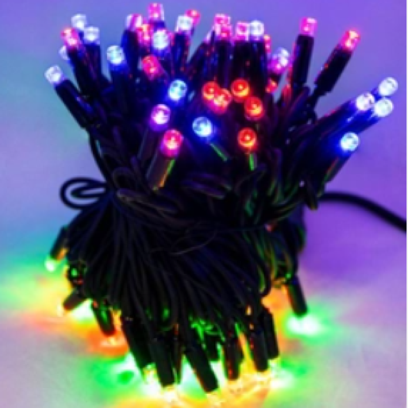Xmas гирлянда LED 100L 3.3 Line M-2 MULTI 10 Mетров Уличная+соед Черный провод 8108