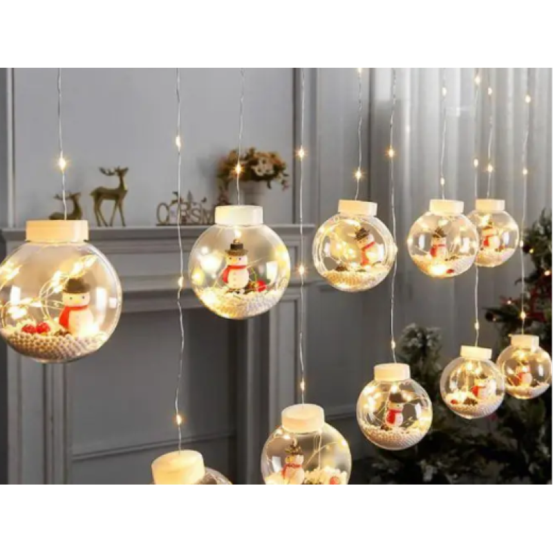 Xmas гирлянда микс 4 вида 200L W-1 Copper curtain ball lamp W белый 3M*1.5M 8076