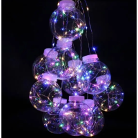Xmas гирлянда (Штора) 150 Led (Copper) на медной проволоке прозрачные шари Мульти 8см 3M*1,5M (30) 7250