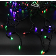 Xmas гірлянда LED 120 3.3Line Short curtain(Бурпурки/Бахрома) M-2 Мультицветна 5M Вул.+сої Чорні 7235