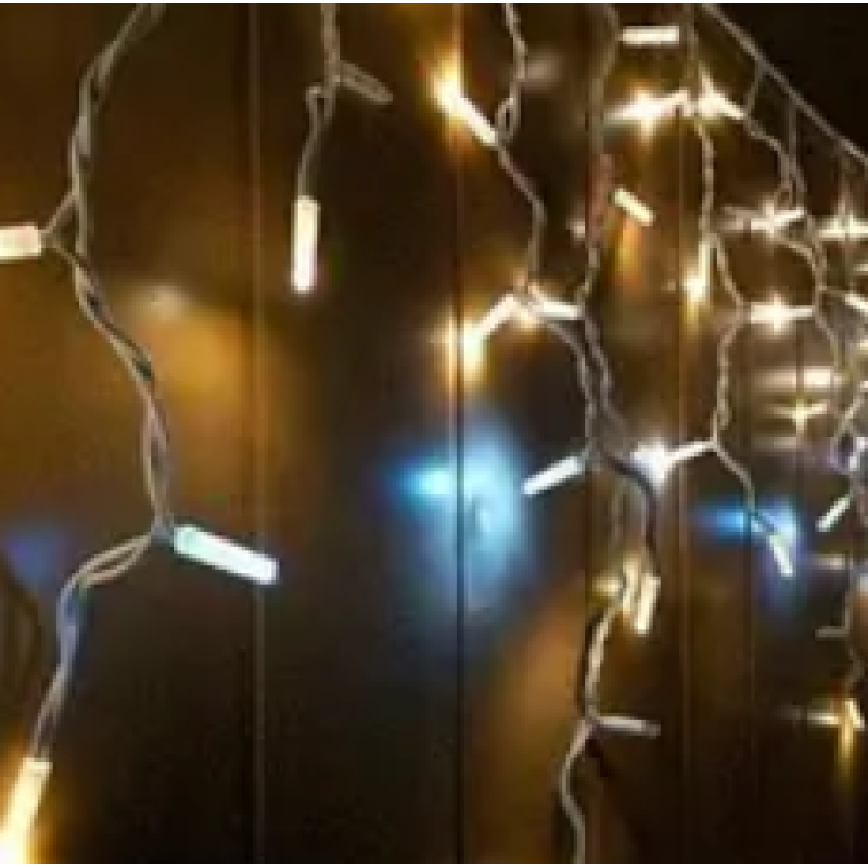 Xmas гірлянда LED 120 3.3Line Short curtain(Бульбашки/Бахрома)WW-1 Теп.білий 5М Вул.+соед.Бел 3938