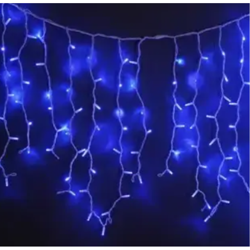 Xmas гирлянда LED 200 3.3Line Short curtain(Сосульки/Бахрома) B-2 Синяя 10M*1,5M Ул.+соед Черный 7405