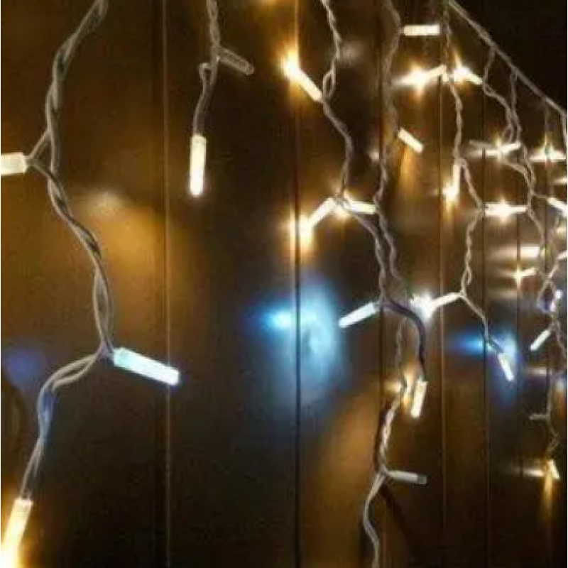 Xmas гирлянда LED 200 3.3Line Short curtain(Сосульки/Бахрома) WW-1 Тёп.белый 10M*1,5 Ул.+соед.Бел 7761