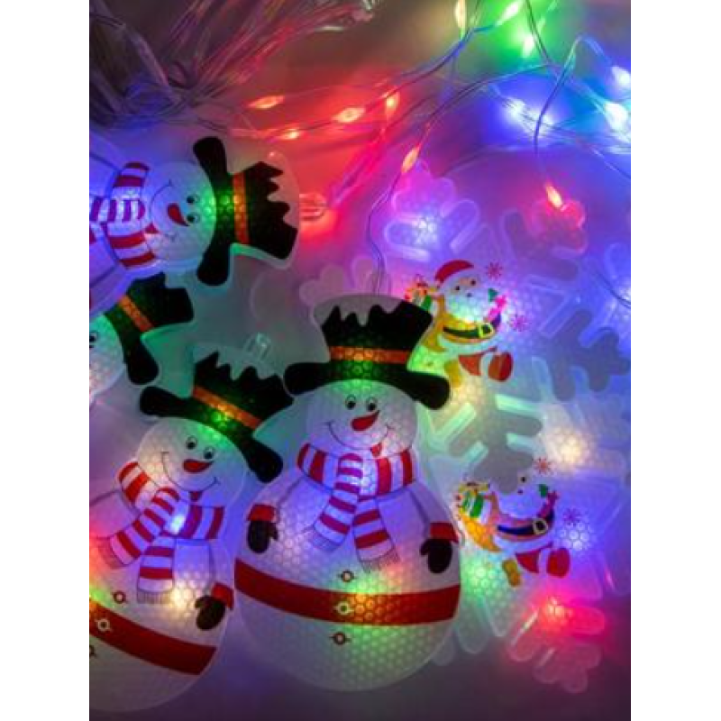 Xmas Гирлянда Штора Фигурки 3D снеговика и снежинки 3m*70cm 95L Теплый Белый WW 8183- Замовити за ціною 588 грн.