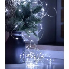 Гирлянда на батарейках + USB 10m 100 led W Белая 7291