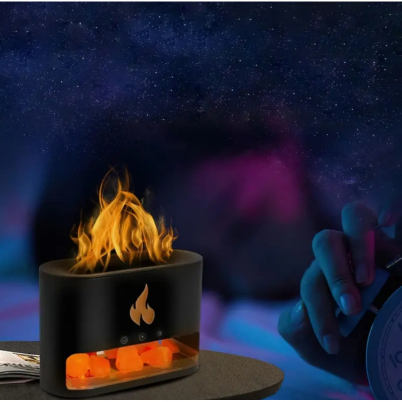 Лампа зволожувач повітря Docsal Flame 3в1 із соляним камінням