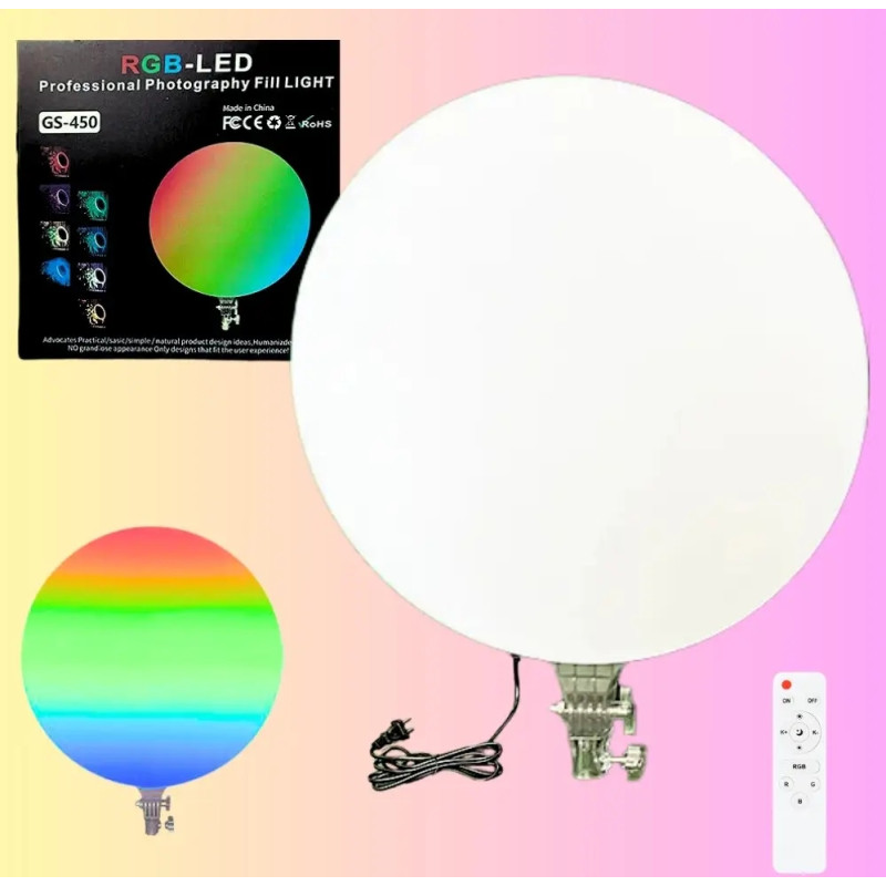 Круглая светодиодная лампа 45см цветная с пультом RGB-LED Fill Light GS-450- Замовити за ціною 1723 грн.