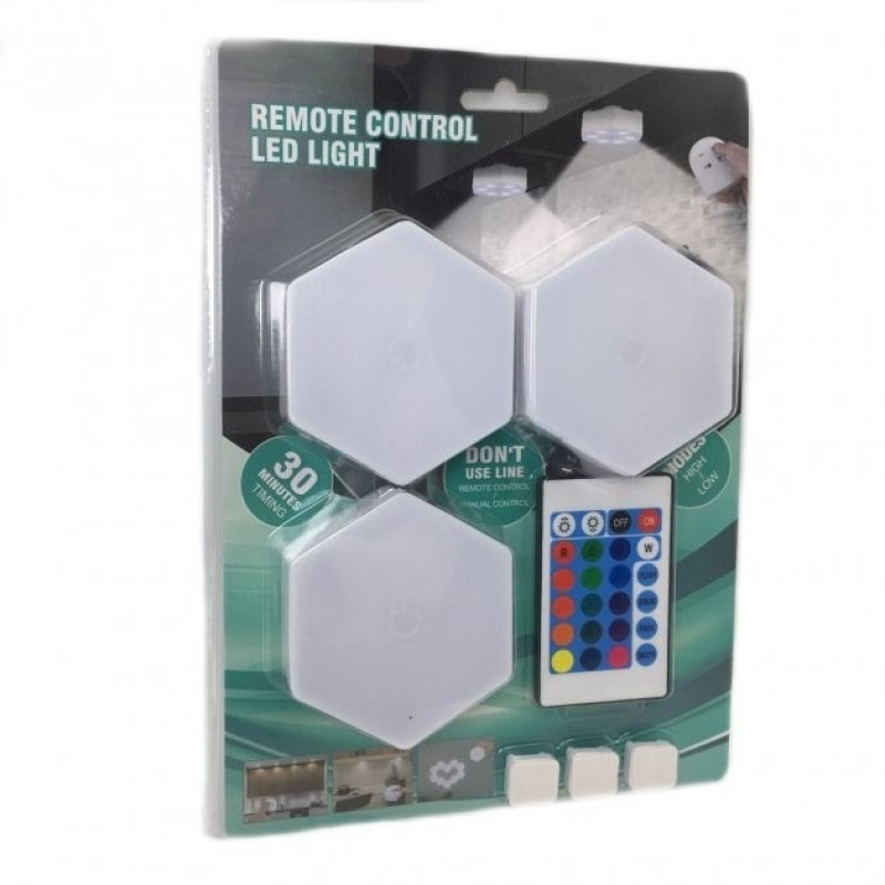 Світильник модульний LED RGB сенсорний шестигранний, 3шт