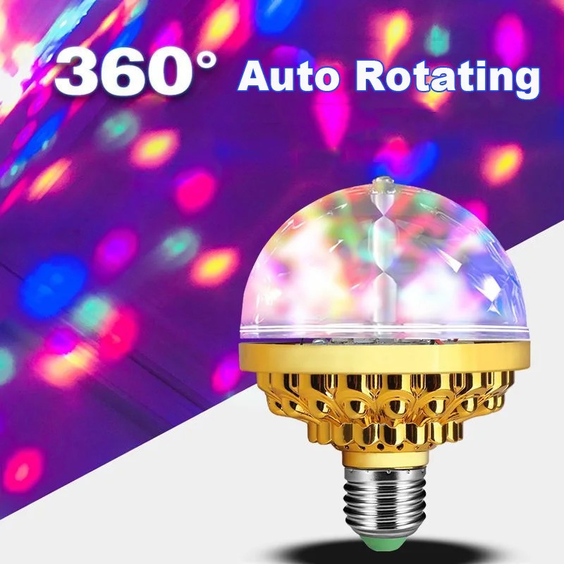 LED лампочка-нічник AT-776D, що обертається, з ефектом диско-кулі, Е27, 6Вт