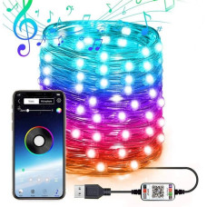 Led гірлянда c bluetooth та керуванням зі смартфона +10м/100Led на мідному дроті Крапля роси 7953