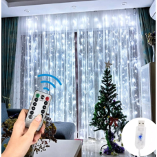 Led гірлянда "Крапля роси" Штора. 3*3М, 360Led, USB, з пультом, холодний білий THL-24-46