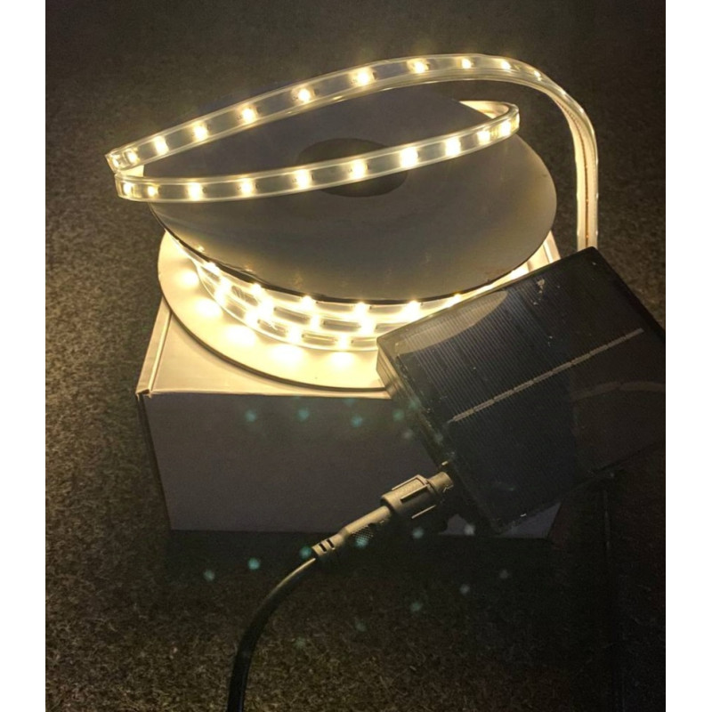Led гірлянда вулична, 10 метрів із сонячною панеллю, теплий білий THL-24-60