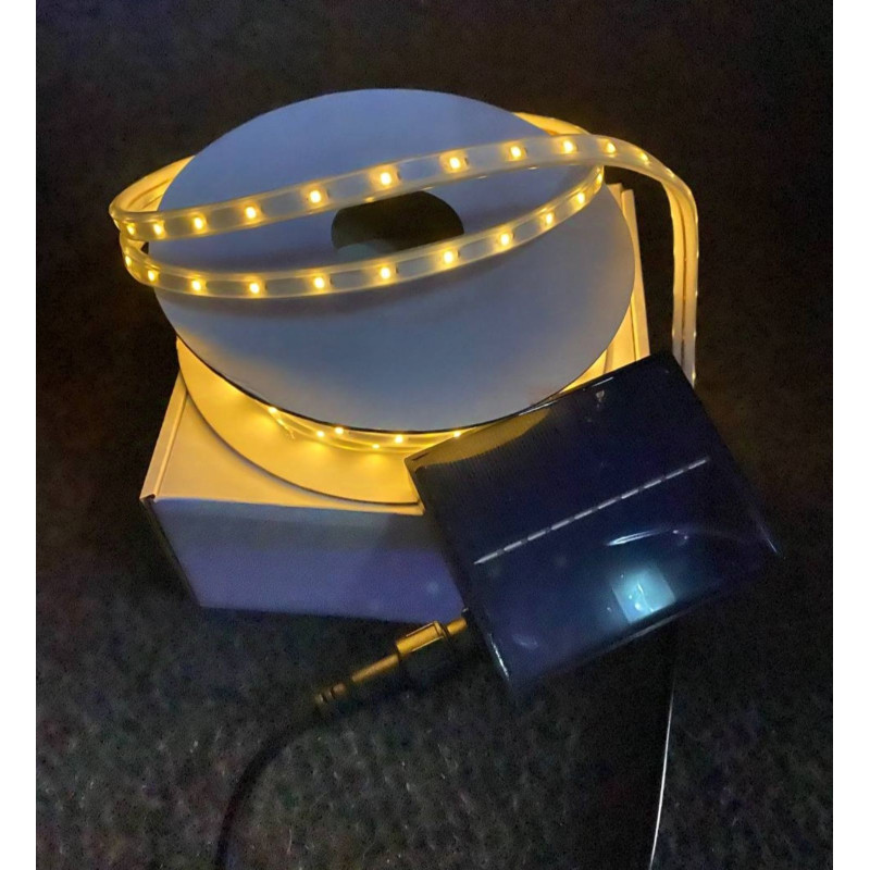 Led гірлянда вулична, 10 метрів із сонячною панеллю, теплий білий THL-24-60
