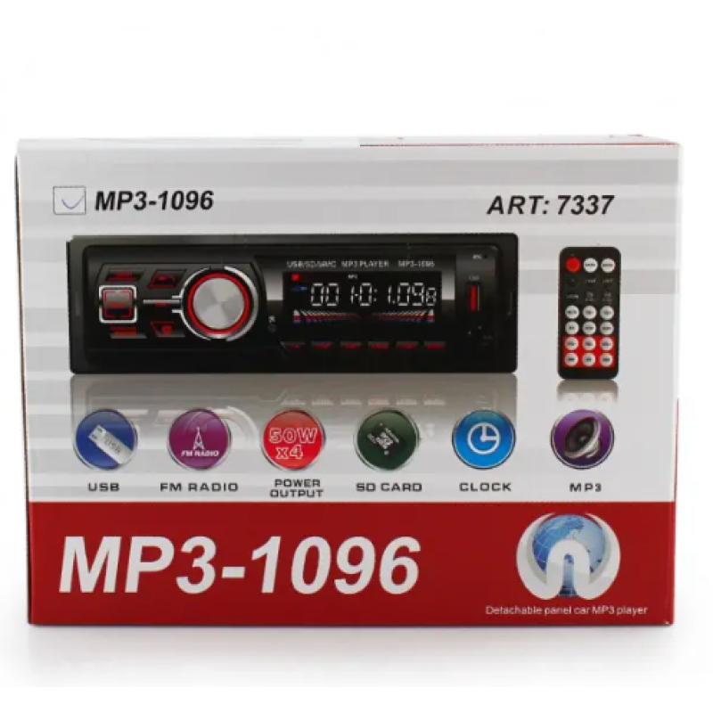 Автомагнітола MP3 1096 BT знімна панель ISO cable