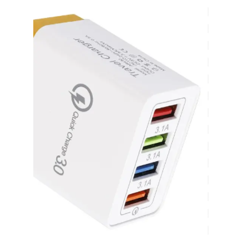 Адаптер Fast Charge 220v 4 USB BLACK D22