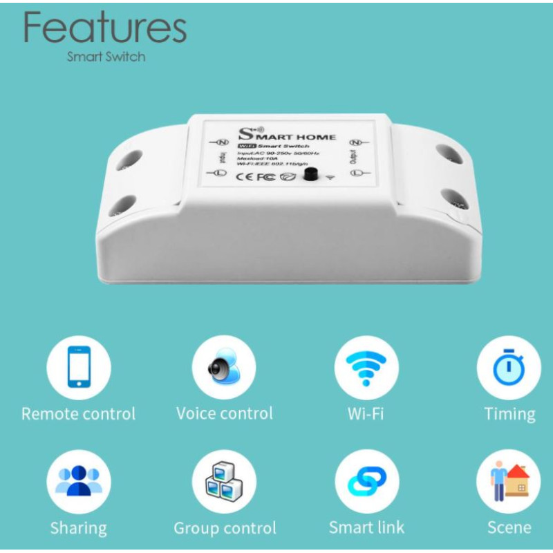 Бездротовий Wi-Fi вимикач реле Smart Home 10А
