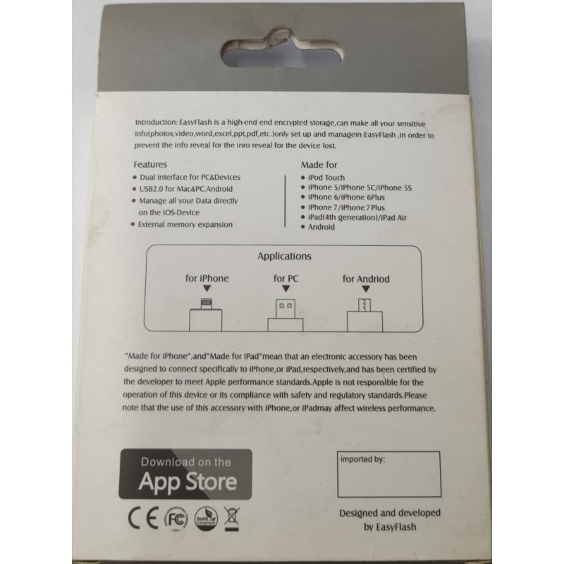Флешка 3в1 EasyFlash 16GB для iPhone, Android, ПК black