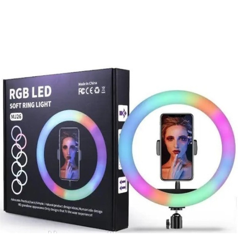 Кільцева світлодіодна лампа RGB MJ-26, 26 см (1 тримач)