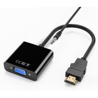 Кабель-перехідник HDMI -> VGA конвертер адаптер з аудіо 3.5 мм зі звуком