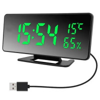 Годинник електронний USB VST-888Y Зелене підсвічування, Температура, Вологість