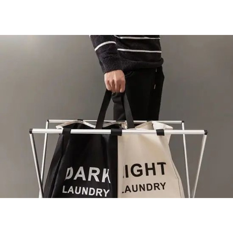 Кошик для білизни складаний на 2 секції (Dark, Light) 61см*57см*35см