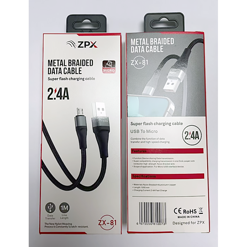 Кабель в обплетке ZPX ZX-81 Micro USB 2.4A