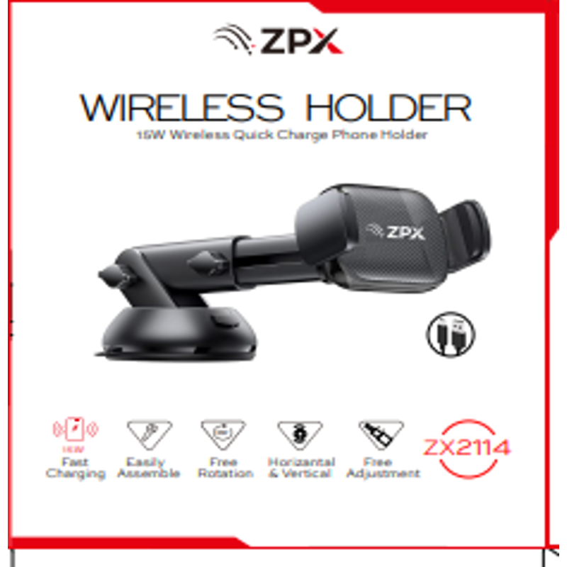 Автотримач ZPX ZX2114 з бездротовою зарядкою 15W