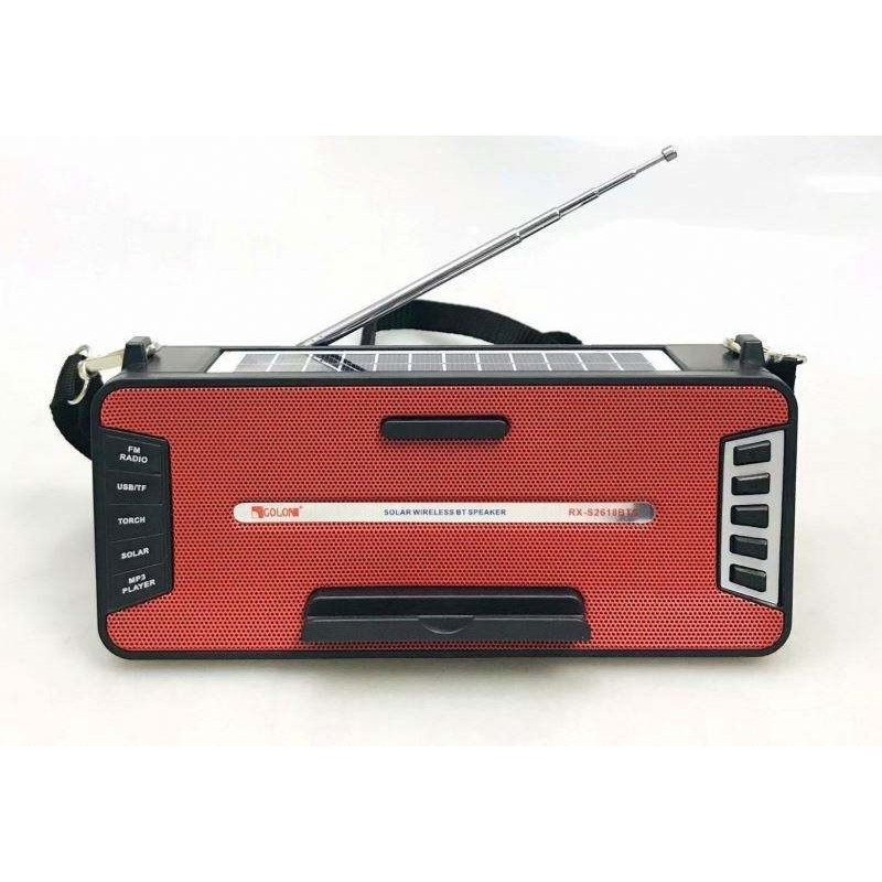 Портативная Bluetooth-колонка GOLON RX-S2618BTS с солнечной панелью, FM, USB, SD и подставкой для телефона- Замовити за ціною 422 грн.