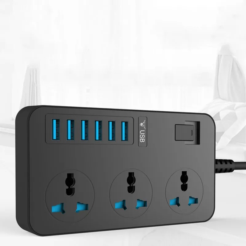 Мережевий фільтр (подовжувач) на 3 розетки та 6 USB AR-CP02