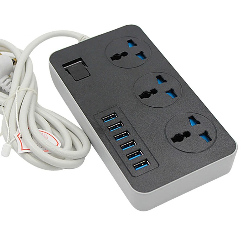 Мережевий фільтр (подовжувач) на 3 розетки та 6 USB AR-CP02