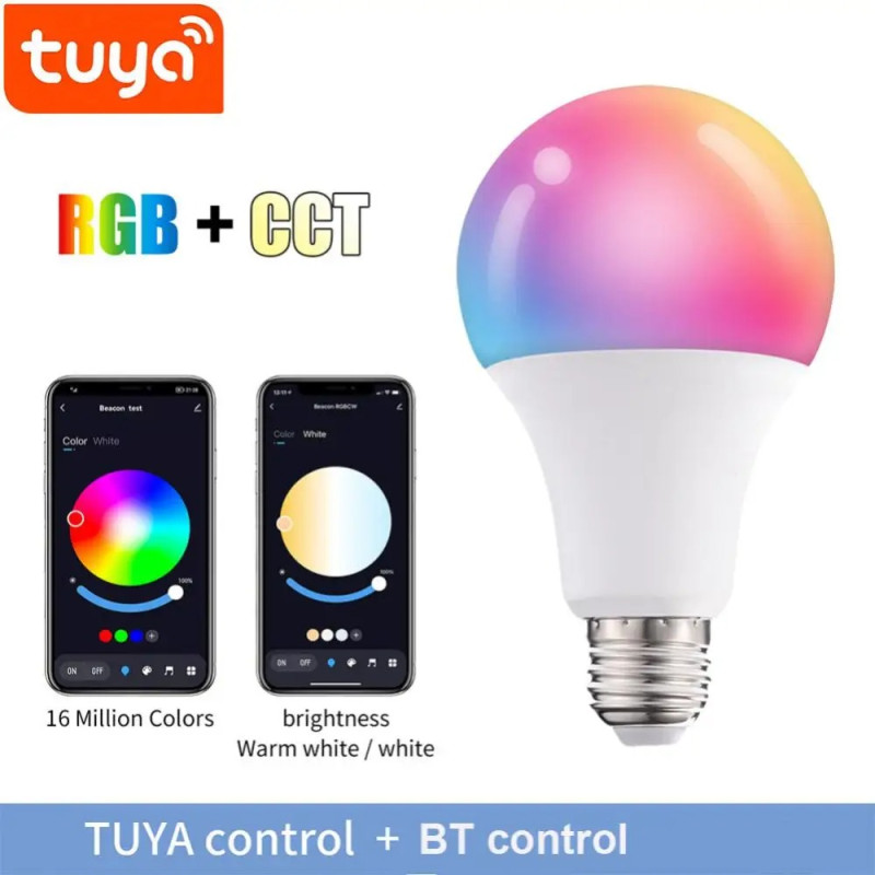 Умная светодиодная лампочка Tuya RGB с управлением цветом и пультом (B22 / E27, 10 Вт)- Замовити за ціною 282 грн.