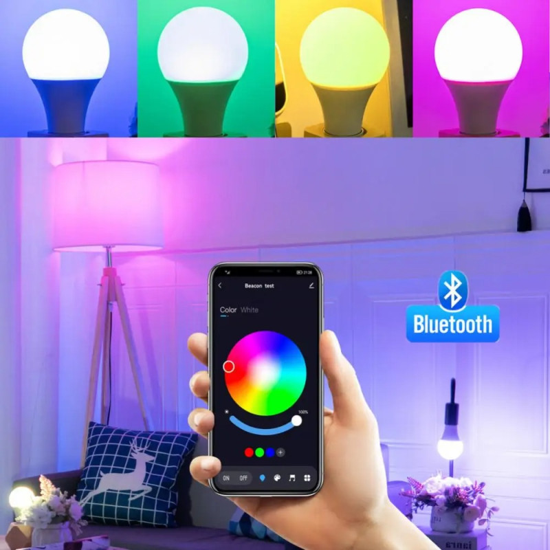 Умная светодиодная лампочка Tuya RGB с управлением цветом и пультом (B22 / E27, 10 Вт)- Замовити за ціною 282 грн.