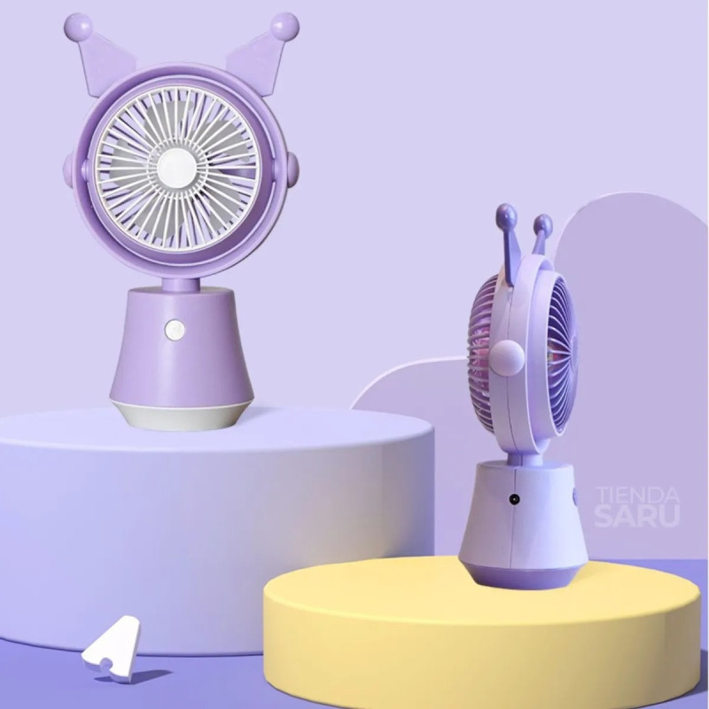 Мини-вентилятор FQ1525 Kuromi, 1 режим, зарядка USB, поворот 360°