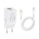 Мережевий зарядний пристрій Hoco N13 Bright 30W PD + QC3.0, Type-C to Lightning,- Замовити за ціною 422 грн.