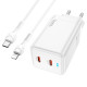 Сетевое зарядное устройство Hoco N23 GaN 65W, 2 порта, кабель Type-C to Lightning 1 м- Замовити за ціною 627 грн.