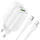 Сетевое зарядное устройство Hoco N11, PD 20W + QC3.0, 2 порта, кабель Type-C to Lightning 1 м