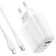 Сетевое зарядное устройство Hoco N11, PD 20W + QC3.0, 2 порта, кабель Type-C to Lightning 1 м