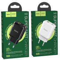 Мережевий зарядний пристрій Hoco N5, PD 20W + QC3.0, 2 порти