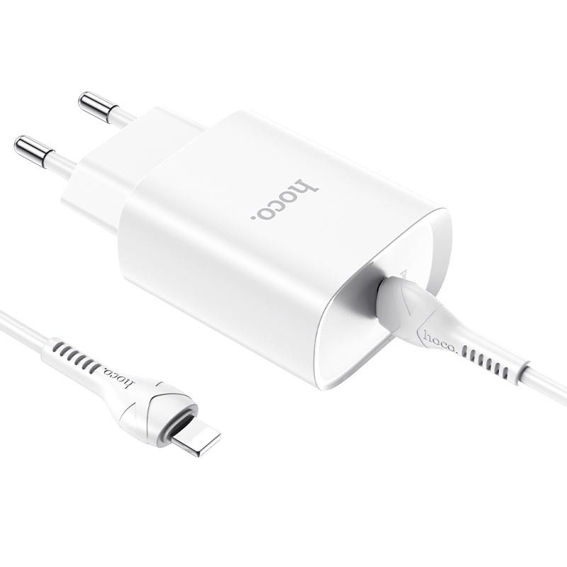Сетевое зарядное устройство Hoco N14, PD 20W, с кабелем Type-C to Lightning- Замовити за ціною 253 грн.