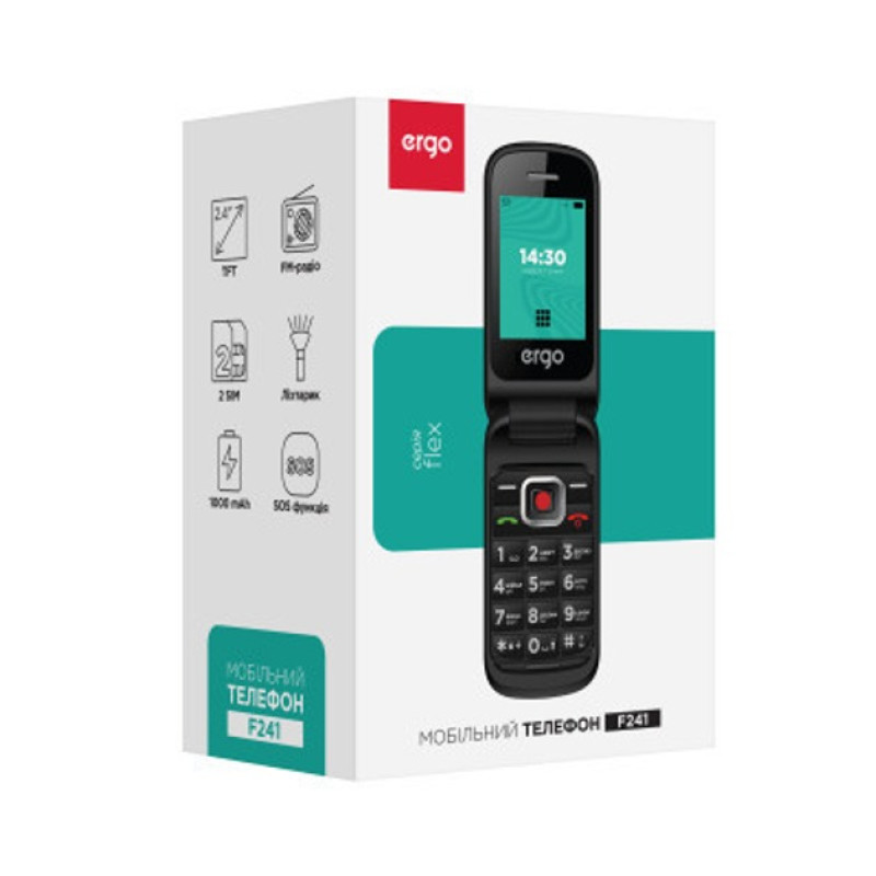 Мобільний телефон ERGO F241 Dual Sim Black, розкладачка