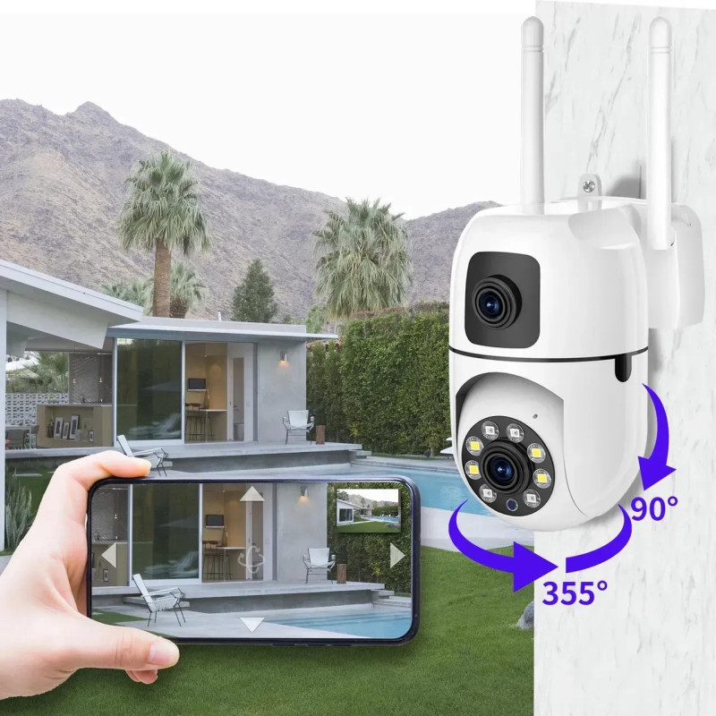IP-камера видеонаблюдения Dual Lens V11 8 МП, 4K, Wi-Fi,